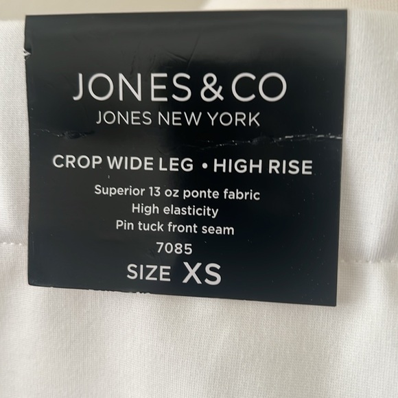 NWT❗️Jones & Co Jones New York White Crop Wide Leg High Rise Pants- Size:XS - Picture 7 of 8